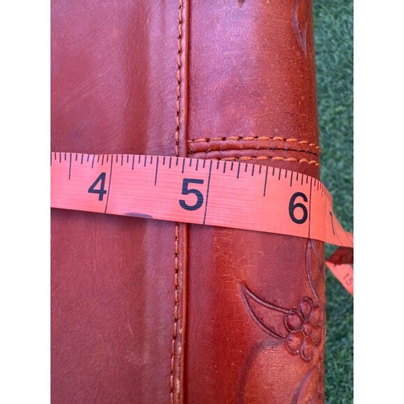 Handmade Leather Tote Bag & Coin Purse Set With Floral Embossing Large Size Oran - Picture 8 of 9